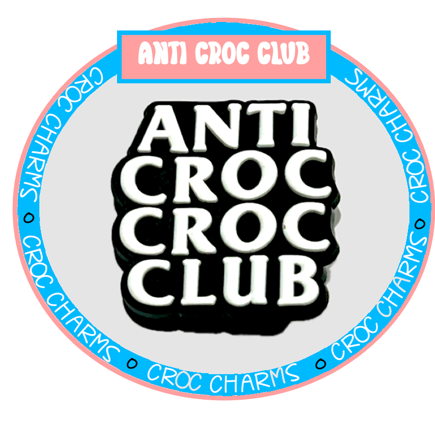 Anti croc croc club charm in black and white from Shoe Charm Heaven for decorating shoes