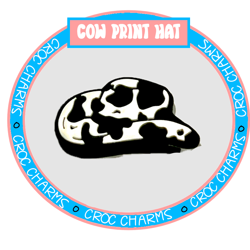 Cow print hat shoe charm from Shoe Charm Heaven Country and Western shoe charms collection