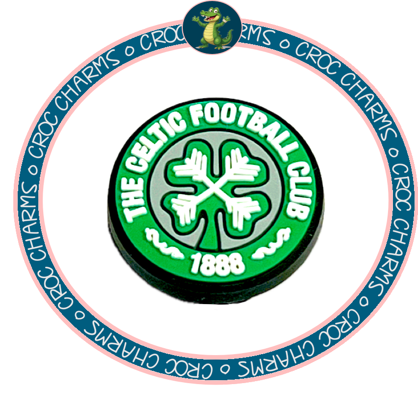 Celtic shoe charms featuring The Celtic Football Club logo with green and white design
