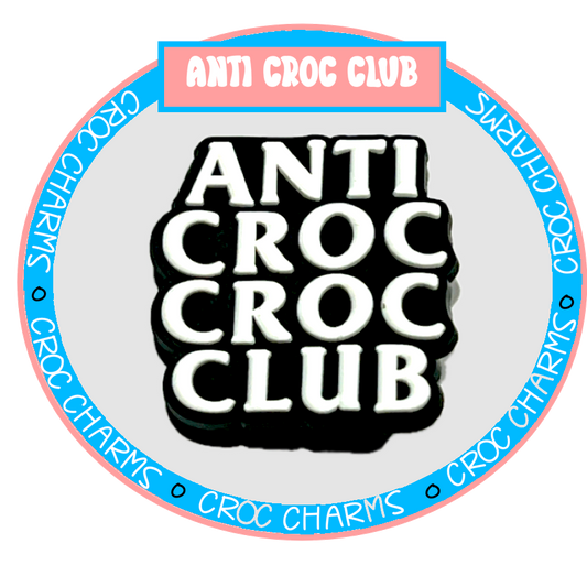 Anti croc croc club charm in black and white from Shoe Charm Heaven for decorating shoes