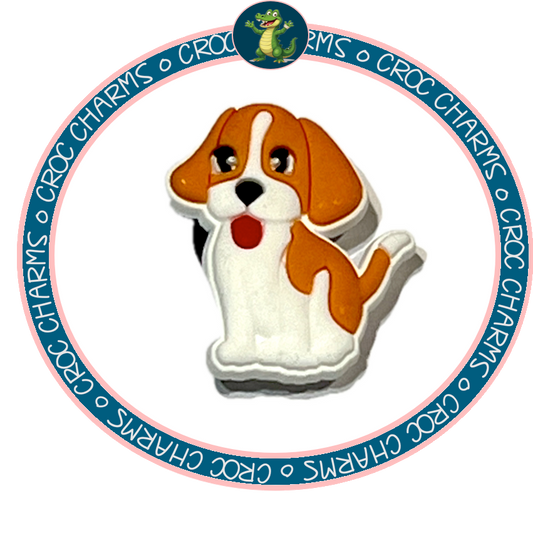 Beagle puppy shoe charms Croc Jibbitz charm in brown and white by Shoe Charm Heaven