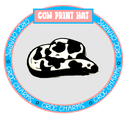 Cow print hat shoe charm from Shoe Charm Heaven Country and Western shoe charms collection