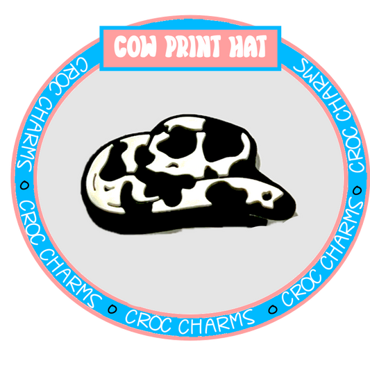 Cow print hat shoe charm from Shoe Charm Heaven Country and Western shoe charms collection