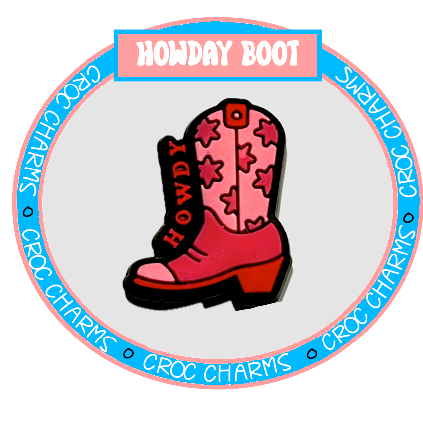 Country and Western shoe charms pink and red cowboy boot charm by Shoe Charm Heaven