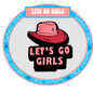 Country and Western shoe charms featuring pink cowboy hat and Lets Go Girls text design